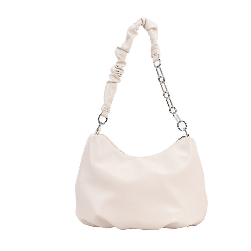 Trendy Pearl Chain Small Bag | Soft Leather Shoulder & Underarm Handbag