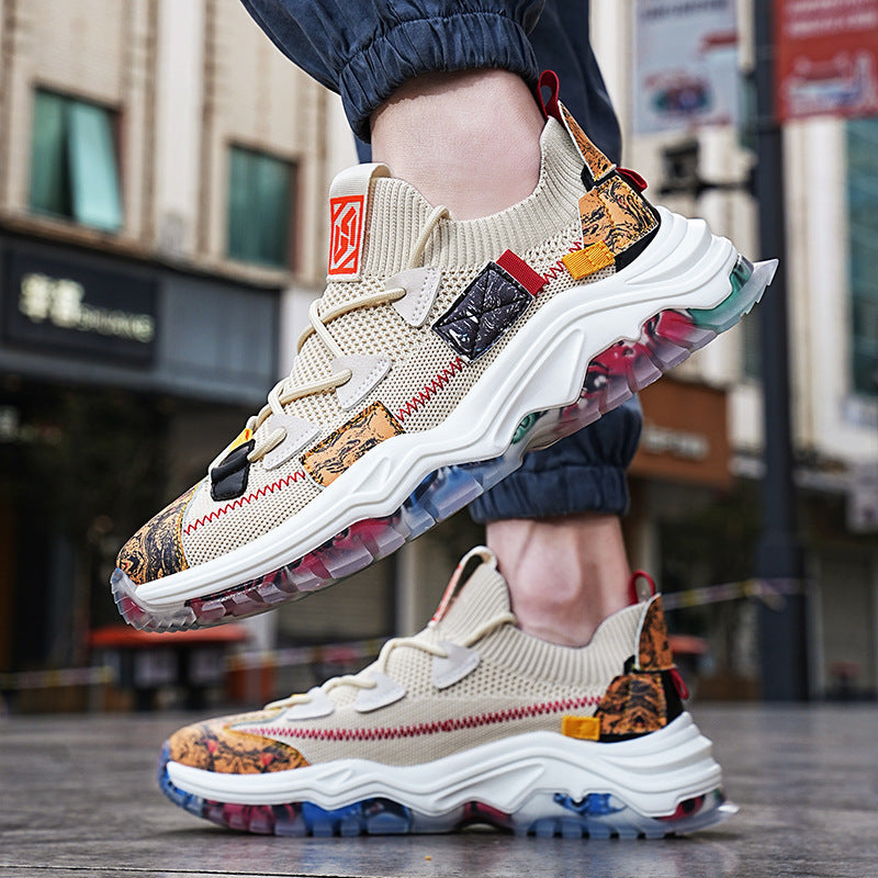 Men’s Flyknit Platform Sneakers – Fashion Casual Dad Shoes