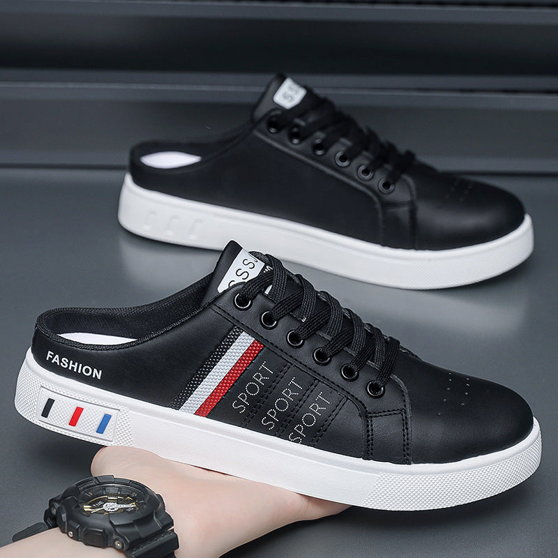 Men’s Breathable Summer Shoes – White Casual Semi-Slippers