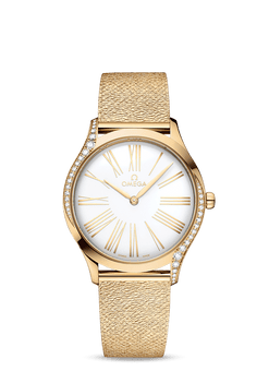 omega de ville tresor quartz 18k moonshine? gold & diamonds lady's watch_2