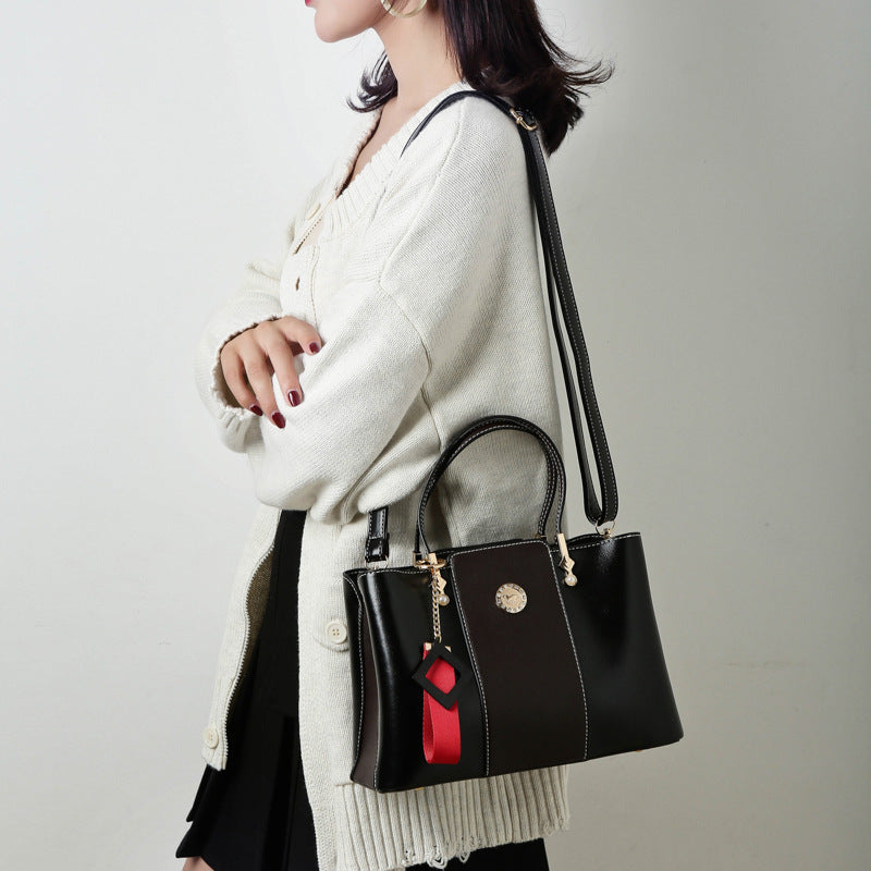 Three-Layer Soft Leather Shoulder Messenger Bag for Women