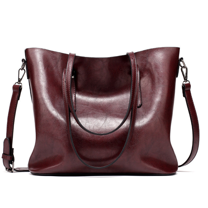 European Fashion Winter Bag – Oil Leather Tote & Shoulder Handbag