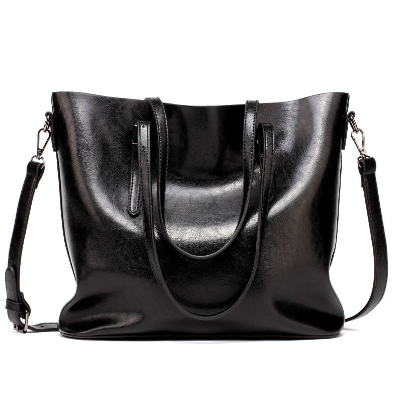 European Fashion Winter Bag – Oil Leather Tote & Shoulder Handbag