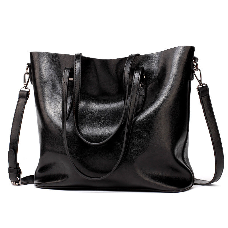 European Fashion Winter Bag – Oil Leather Tote & Shoulder Handbag
