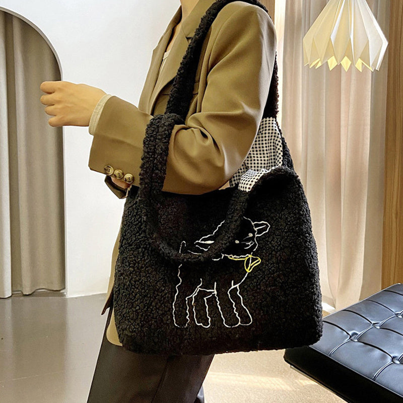 Women’s Winter Lamb Bag – Soft Plush Shoulder Handbag