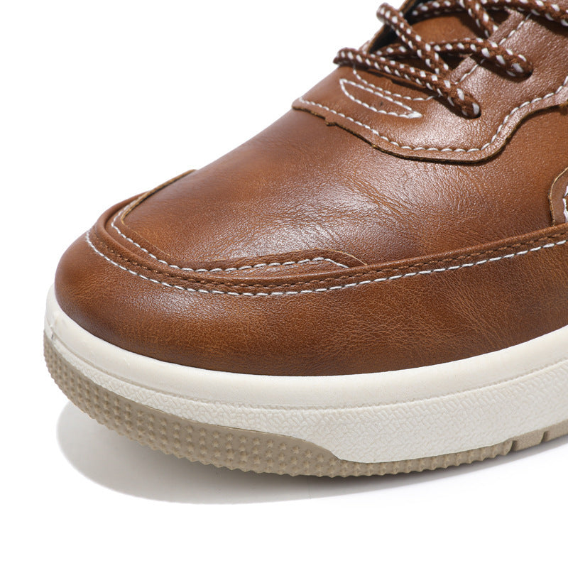 Men's Low-Top Leather Sneakers – Warm Casual Shoes