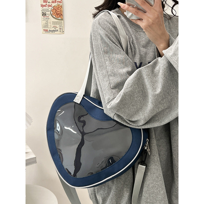 Simple Transparent Heart-Shaped Crossbody Bag for Women