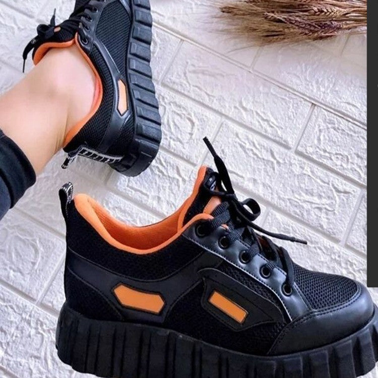 Large Size Lace-up Flat-bottom Breathable Single Shoes Casual Sports Shoes Women