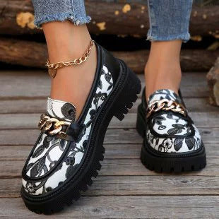 Women's Plus Size Retro Loafers | Trendy Chunky Heel Fashion Shoes
