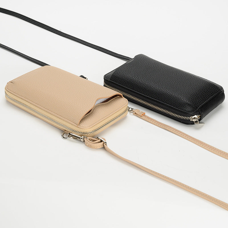 Women’s Lychee Pattern Crossbody Bag – Small Mobile & Wallet