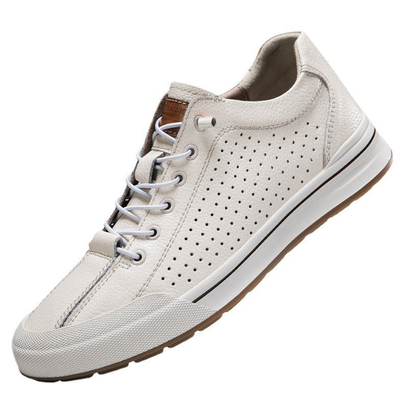 Men’s White Breathable Sneakers – Lightweight All-Matching Casual Shoes