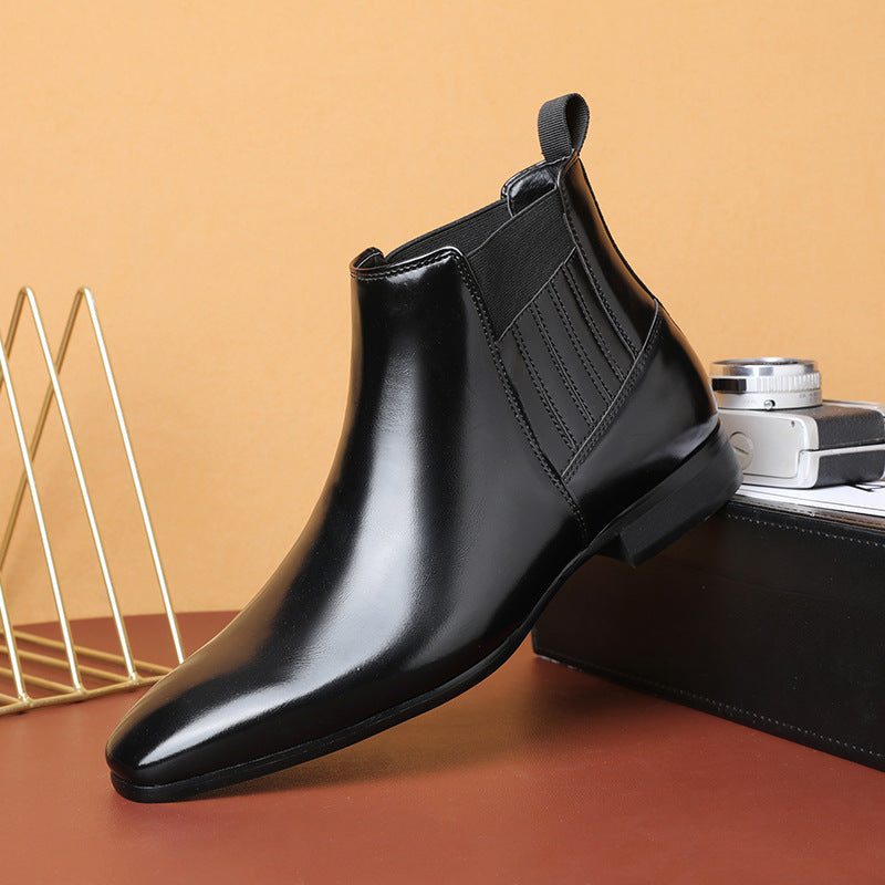 Men’s Pointed Toe Chelsea Boots – British Style Formal Leather Shoes