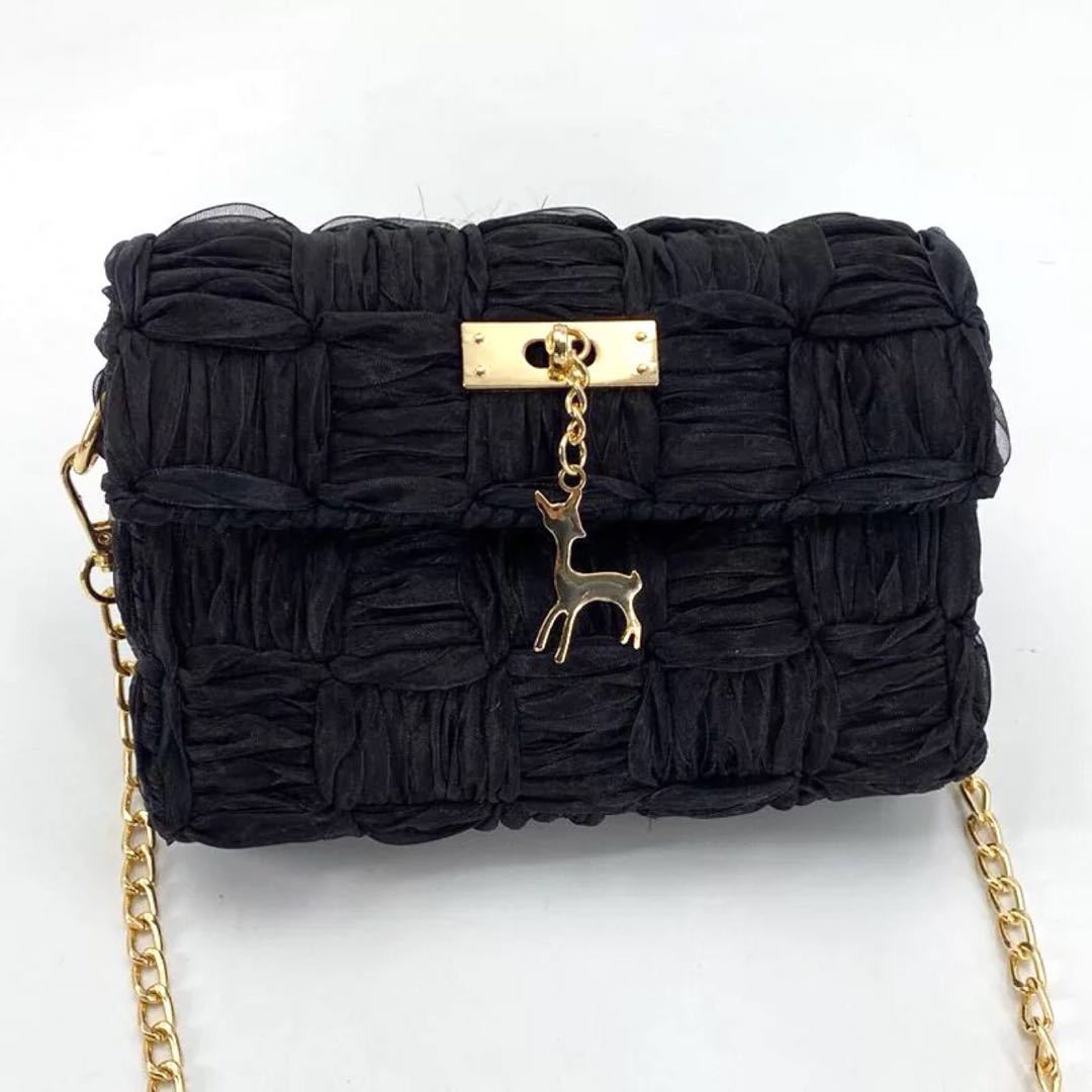 Women’s Woven Chain Bag – Trendy Ribbon Gauze Shoulder Bag