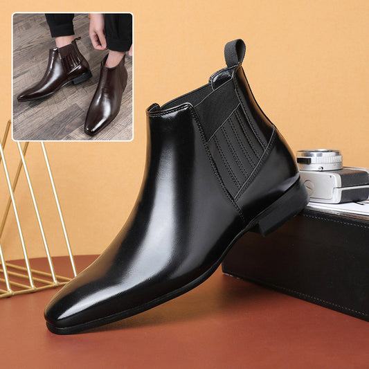 Men’s Pointed Toe Chelsea Boots – British Style Formal Leather Shoes