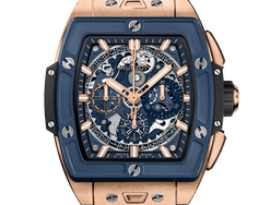 hublot spirit of big bang chronograph 18k king gold & blue ceramic man's watch