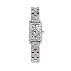 cartier tank am?icaine 18k white gold & diamonds lady's watch