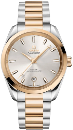 omega seamaster aqua terra stainless steel & moonshine? gold men's watch_1