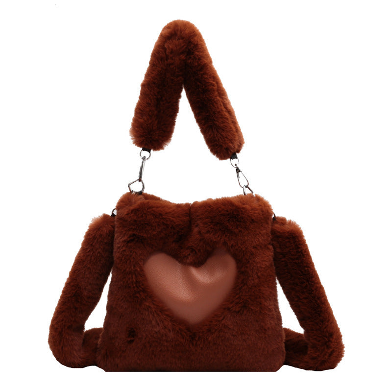 Women’s Winter Plush Shoulder Bag – Love Handbag Design