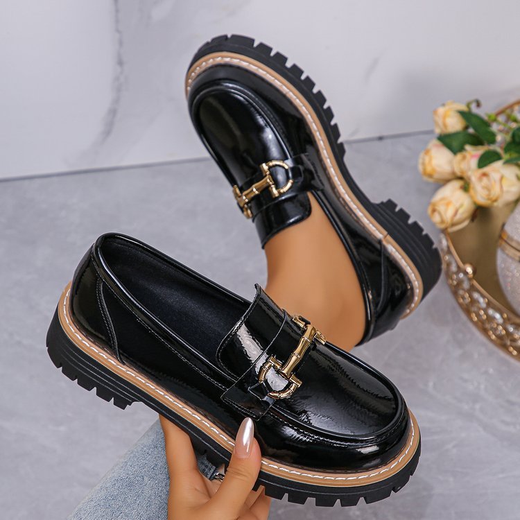 Women's Retro Chunky Heel Pumps | Color Block Platform Casual Shoes