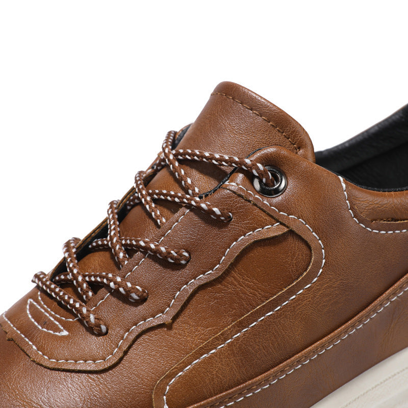 Men's Low-Top Leather Sneakers – Warm Casual Shoes