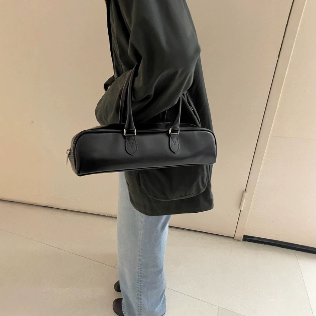 Women’s Cowhide Underarm Bag – Long Hand-Carry French Stick Tote