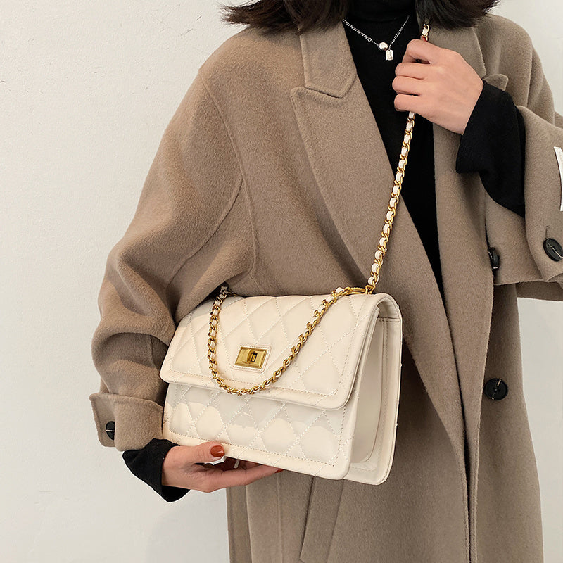 Luxury Rhombic Quilted Bag | High-End Western Style Chain Shoulder Handbag