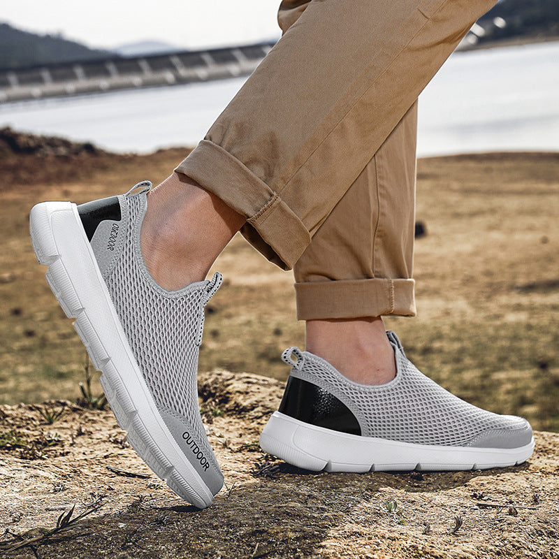 Men's Summer Breathable Mesh Surface Shoes Round Toe Slip-on