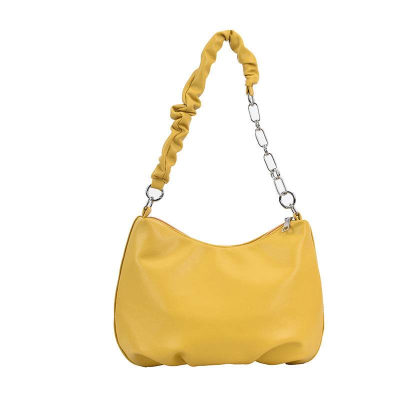 Trendy Pearl Chain Small Bag | Soft Leather Shoulder & Underarm Handbag