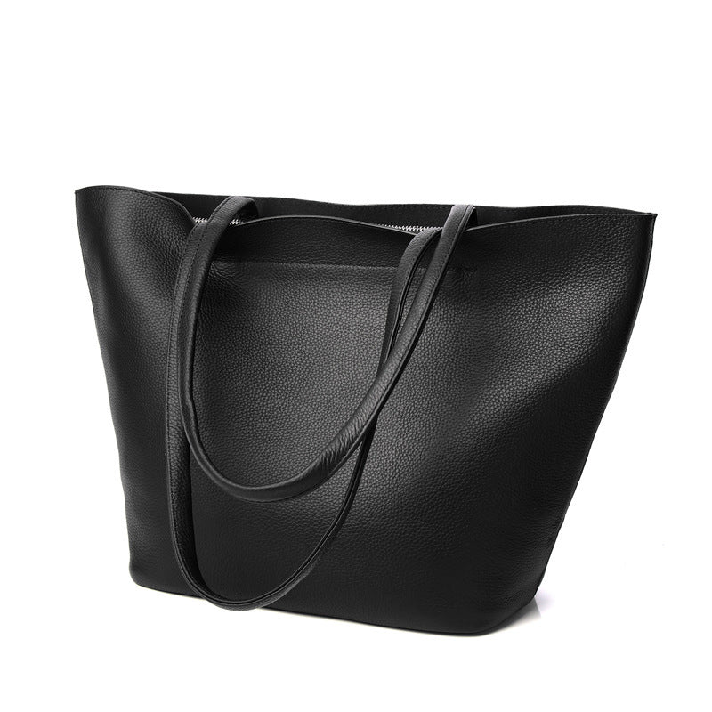 Luxury Genuine Leather Tote – Simple Large Capacity Shoulder Bag