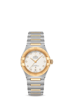 omega constellation co-axial master chronometer stainless steel & yellow gold & diamond lady?s watch_4