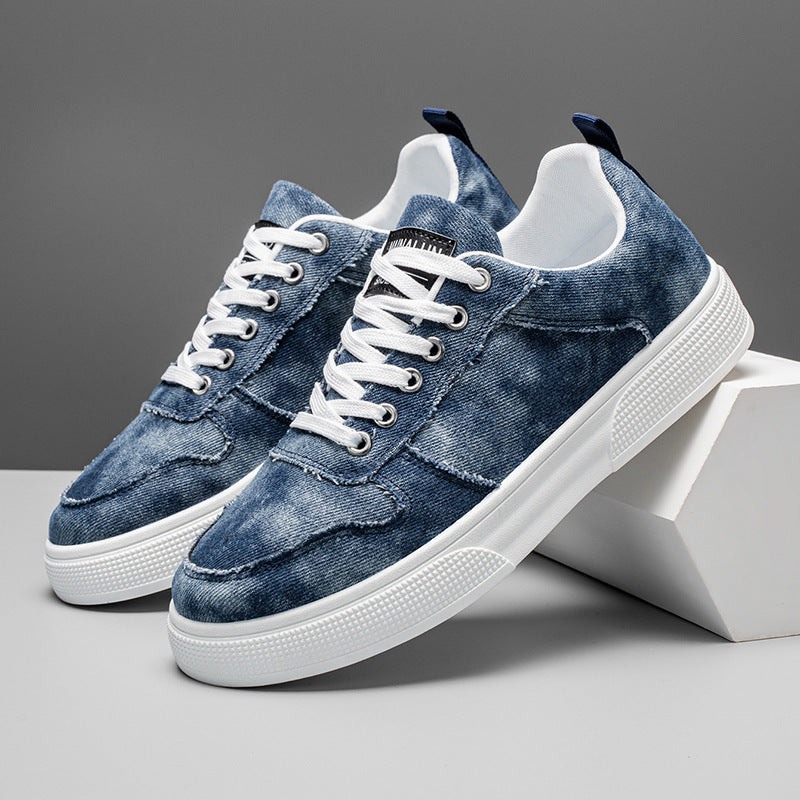Men’s Summer Denim Sneakers – Low-top Canvas Shoes with Height Increase