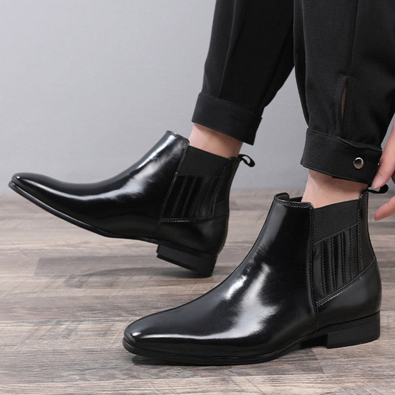 Men’s Pointed Toe Chelsea Boots – British Style Formal Leather Shoes