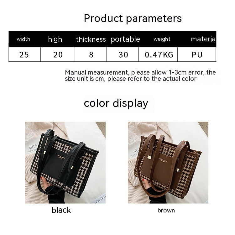 Plaid Large Capacity Commuter Bag for Women – Stylish Work Tote