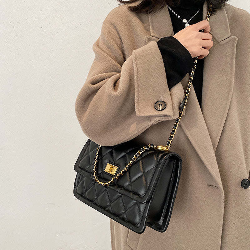 Luxury Rhombic Quilted Bag | High-End Western Style Chain Shoulder Handbag