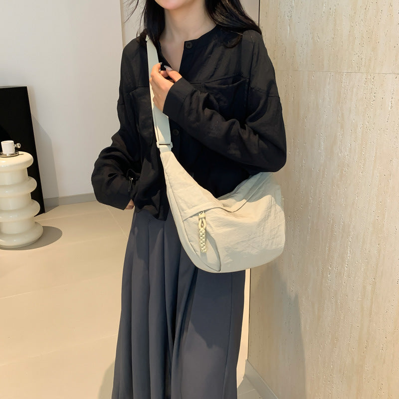 Nylon Washed Shoulder Bag – Large Capacity Crossbody for Women