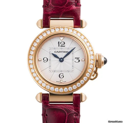 cartier pasha 30 mm rose gold & diamonds lady's watch