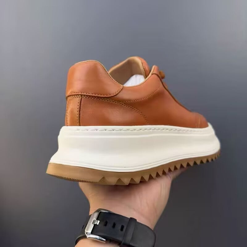 Men’s Retro White Leather Shoes – Casual & Stylish