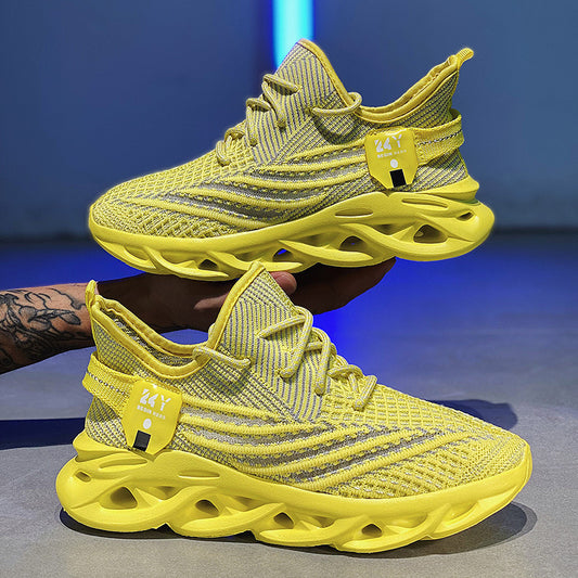 Men’s Flyknit Running Shoes – Breathable Mesh Platform Casual Sneakers