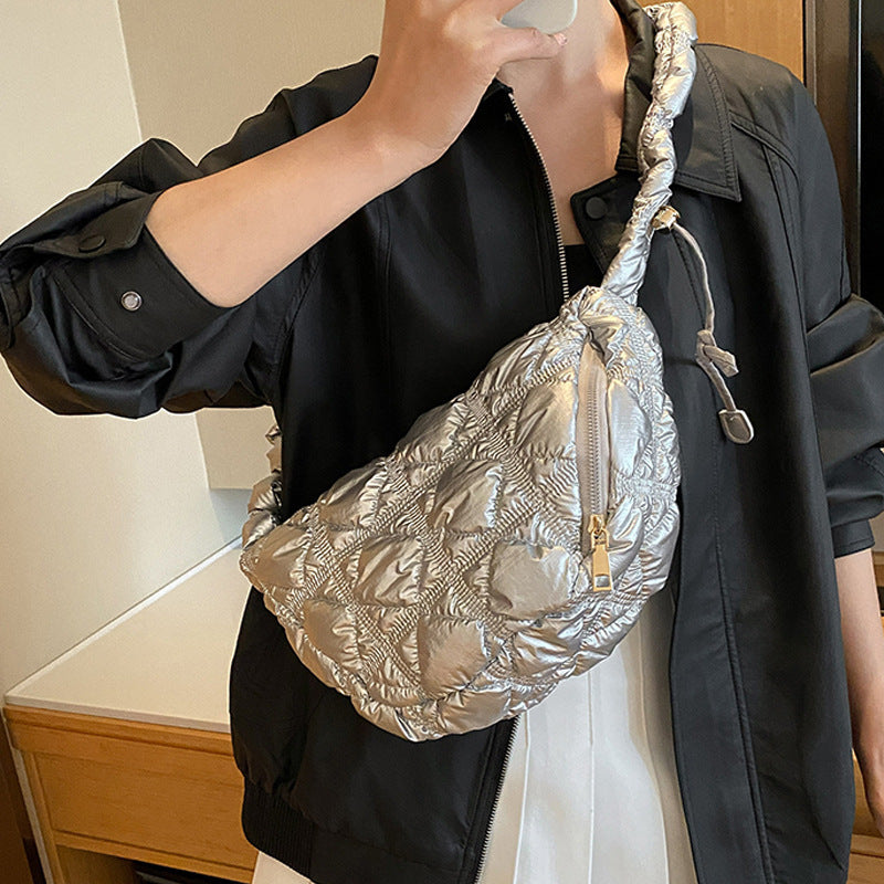 Trendy Metallic Cloud Bag | Fashion Silver Underarm Shoulder Purse