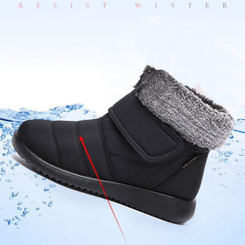 Women Snow Boots Winter Warm Plush Shoes With Velcro-design Flat Ankle Boots