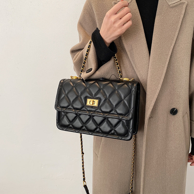 Luxury Rhombic Quilted Bag | High-End Western Style Chain Shoulder Handbag