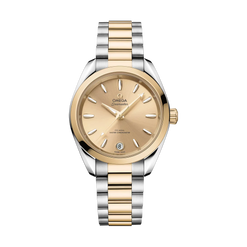 omega seamaster aqua terra stainless steel &amp; 18k moonshine? gold lady's watch