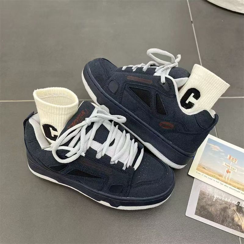 Men’s Trendy Suede Patchwork Shoes – Lightweight Retro Bread Sneakers