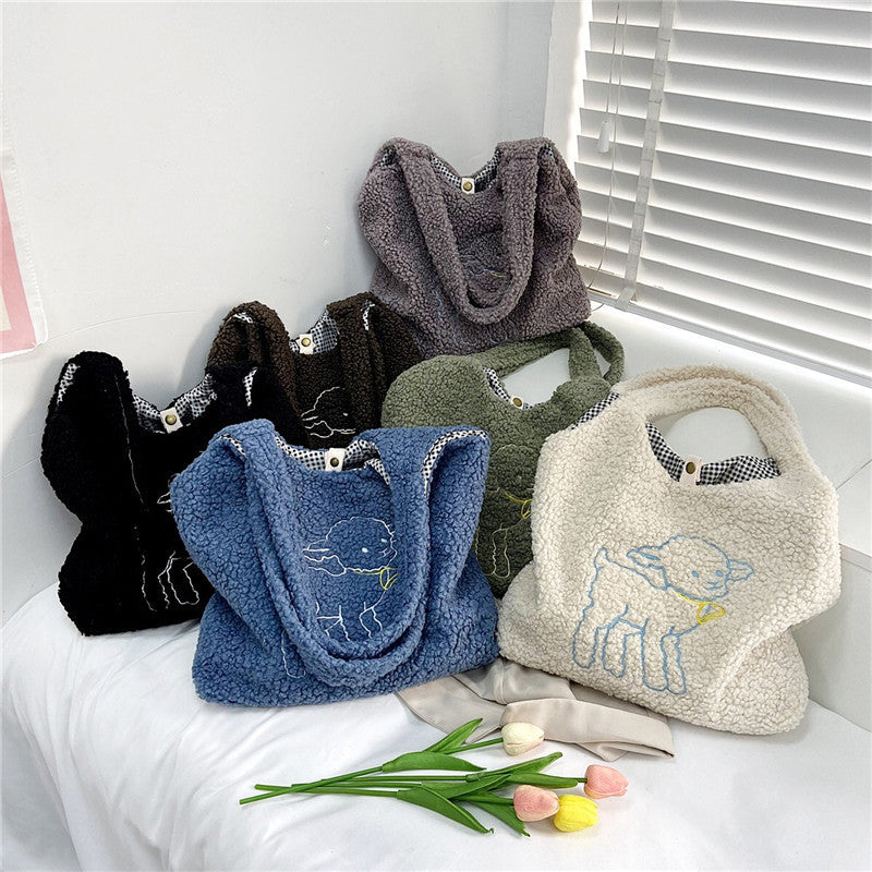 Women’s Winter Lamb Bag – Soft Plush Shoulder Handbag