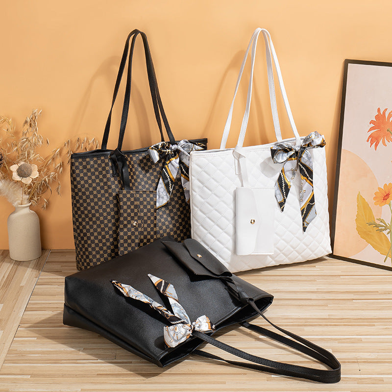 Women's Large Capacity Diamond Plaid Tote Bag