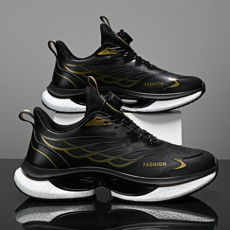 Men’s Rotating Button Running Sneakers – Lightweight Sports Shoes