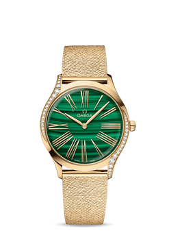 omega de ville tresor quartz 18k moonshine? gold & diamonds lady's watch