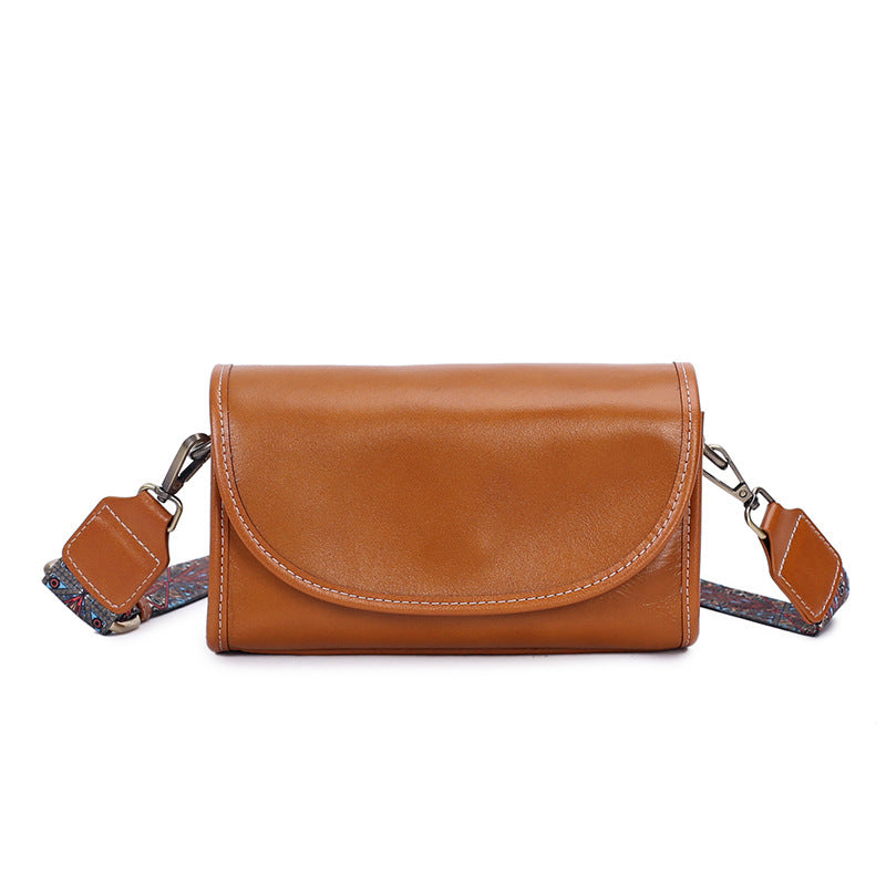 Simple Cowhide Messenger Bag for Girls Commuting Style