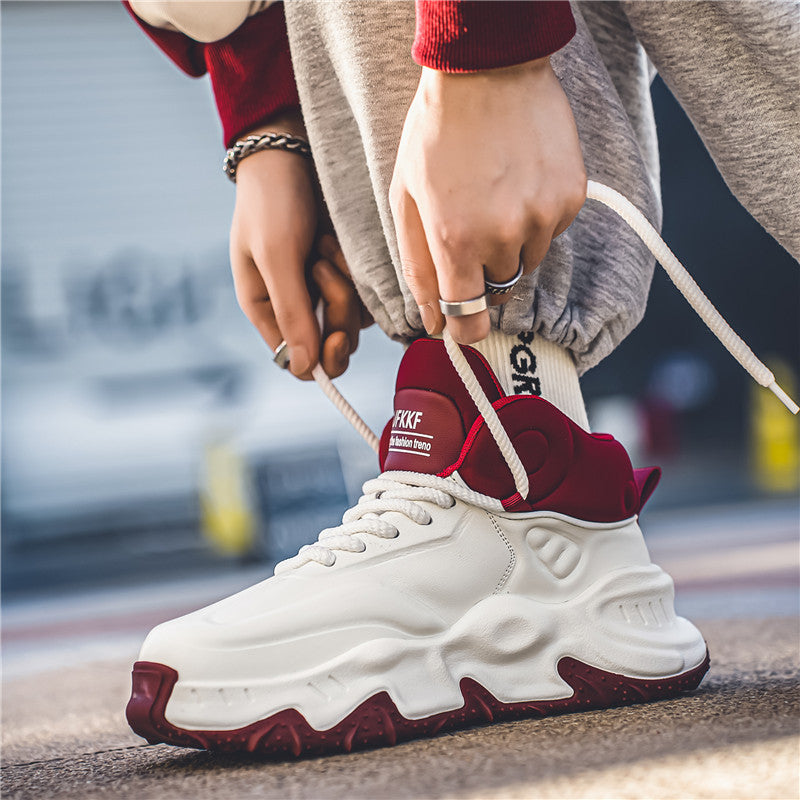 Men’s Mid-Top Fashion Sneakers – Thick Bottom & Non-Slip