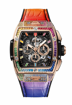 hublot spirit of big bang chronograph 18k king gold & colored gemstones man's watch